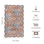 Caramel Scalloped Soft Moroccan Rug Washable Ultra-Thin Non-Slip Carpet