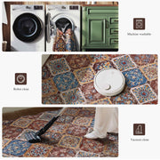 Caramel Scalloped Soft Moroccan Rug Washable Ultra-Thin Non-Slip Carpet