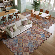 Caramel Scalloped Soft Moroccan Rug Washable Ultra-Thin Non-Slip Carpet