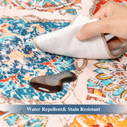 Colorful Scalloped Moroccan Area Rug Soft Lightweight Washable Low Pile Carpet