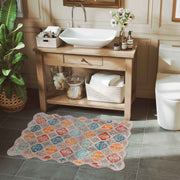 Colorful Scalloped Moroccan Area Rug Soft Lightweight Washable Low Pile Carpet