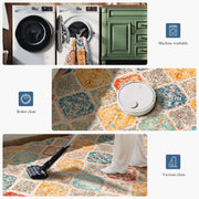 Colorful Scalloped Moroccan Area Rug Soft Lightweight Washable Low Pile Carpet