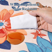 Floral Washable Area Rug Beige Soft Low Pile Non Slip Indoor Doormat