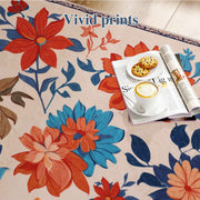 Floral Washable Area Rug Beige Soft Low Pile Non Slip Indoor Doormat