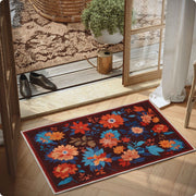 Floral Washable Area Rug Soft Stain Resistant Non-Slip Brown Boho Carpet