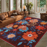 Floral Washable Area Rug Soft Stain Resistant Non-Slip Brown Boho Carpet