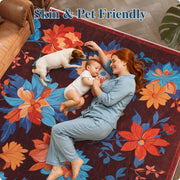 Floral Washable Area Rug Soft Stain Resistant Non-Slip Brown Boho Carpet