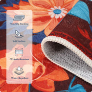Floral Washable Area Rug Soft Stain Resistant Non-Slip Brown Boho Carpet