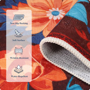 Floral Washable Area Rug Soft Stain Resistant Non-Slip Brown Boho Carpet