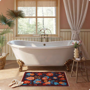 Floral Washable Area Rug Soft Stain Resistant Non-Slip Brown Boho Carpet