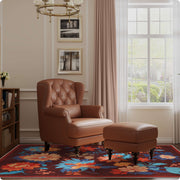 Floral Washable Area Rug Soft Stain Resistant Non-Slip Brown Boho Carpet