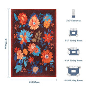 Floral Washable Area Rug Soft Stain Resistant Non-Slip Brown Boho Carpet