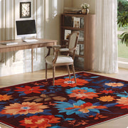 Floral Washable Area Rug Soft Stain Resistant Non-Slip Brown Boho Carpet