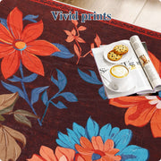 Floral Washable Area Rug Soft Stain Resistant Non-Slip Brown Boho Carpet