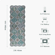 Green Scalloped Moroccan Rug Soft Low-Pile Washable Carpet Indoor Doormat