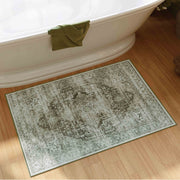 Green Washable Vintage Rug Distressed Retro Non-Slip Soft Carpet for Indoor