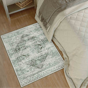 Green Washable Vintage Rug Distressed Retro Non-Slip Soft Carpet for Indoor