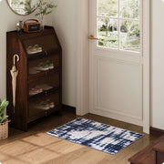 Modern Navy Blue Pattern Washable Rug Soft Stain Resistant Non-Slip Carpet