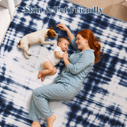 Modern Navy Blue Pattern Washable Rug Soft Stain Resistant Non-Slip Carpet