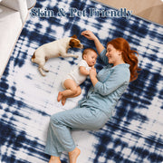 Modern Navy Blue Pattern Washable Rug Soft Stain Resistant Non-Slip Carpet