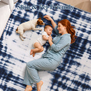 Modern Navy Blue Pattern Washable Rug Soft Stain Resistant Non-Slip Carpet