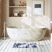 Modern Navy Blue Pattern Washable Rug Soft Stain Resistant Non-Slip Carpet