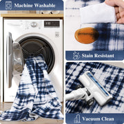 Modern Navy Blue Pattern Washable Rug Soft Stain Resistant Non-Slip Carpet