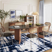 Modern Navy Blue Pattern Washable Rug Soft Stain Resistant Non-Slip Carpet