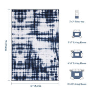 Modern Navy Blue Pattern Washable Rug Soft Stain Resistant Non-Slip Carpet