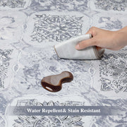 Moroccan Scalloped Rug Gray Soft Washable Low Pile Indoor Doormat