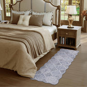 Moroccan Scalloped Rug Gray Soft Washable Low Pile Indoor Doormat