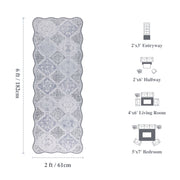 Moroccan Scalloped Rug Gray Soft Washable Low Pile Indoor Doormat