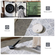 Moroccan Scalloped Rug Gray Soft Washable Low Pile Indoor Doormat