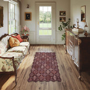 Moroccan Scalloped Rug Soft Brown Red Washable Low-Pile Non-Slip Doormat