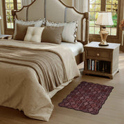 Moroccan Scalloped Rug Soft Brown Red Washable Low-Pile Non-Slip Doormat