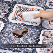 Moroccan Washable Scalloped Rug Black Ultra-Thin Soft Stain Resistant Carpet