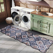 Moroccan Washable Scalloped Rug Black Ultra-Thin Soft Stain Resistant Carpet