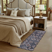 Moroccan Washable Scalloped Rug Black Ultra-Thin Soft Stain Resistant Carpet