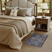 Moroccan Washable Scalloped Rug Black Ultra-Thin Soft Stain Resistant Carpet