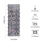 Moroccan Washable Scalloped Rug Black Ultra-Thin Soft Stain Resistant Carpet