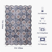 Moroccan Washable Scalloped Rug Black Ultra-Thin Soft Stain Resistant Carpet