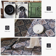 Moroccan Washable Scalloped Rug Black Ultra-Thin Soft Stain Resistant Carpet