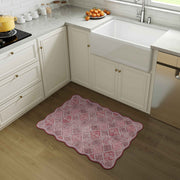 Pink Moroccan Scalloped Area Rug Soft Lightweight Washable Low Pile Carpet
