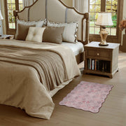 Pink Moroccan Scalloped Area Rug Soft Lightweight Washable Low Pile Carpet