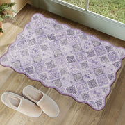 Purple Scalloped Rug Soft Moroccan Area Rug Non-Slip Washable Carpet