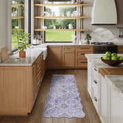 Purple Scalloped Rug Soft Moroccan Area Rug Non-Slip Washable Carpet