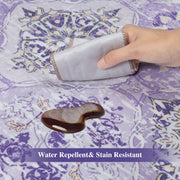 Purple Scalloped Rug Soft Moroccan Area Rug Non-Slip Washable Carpet