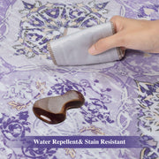 Purple Scalloped Rug Soft Moroccan Area Rug Non-Slip Washable Carpet