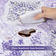 Purple Scalloped Rug Soft Moroccan Area Rug Non-Slip Washable Carpet