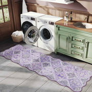 Purple Scalloped Rug Soft Moroccan Area Rug Non-Slip Washable Carpet